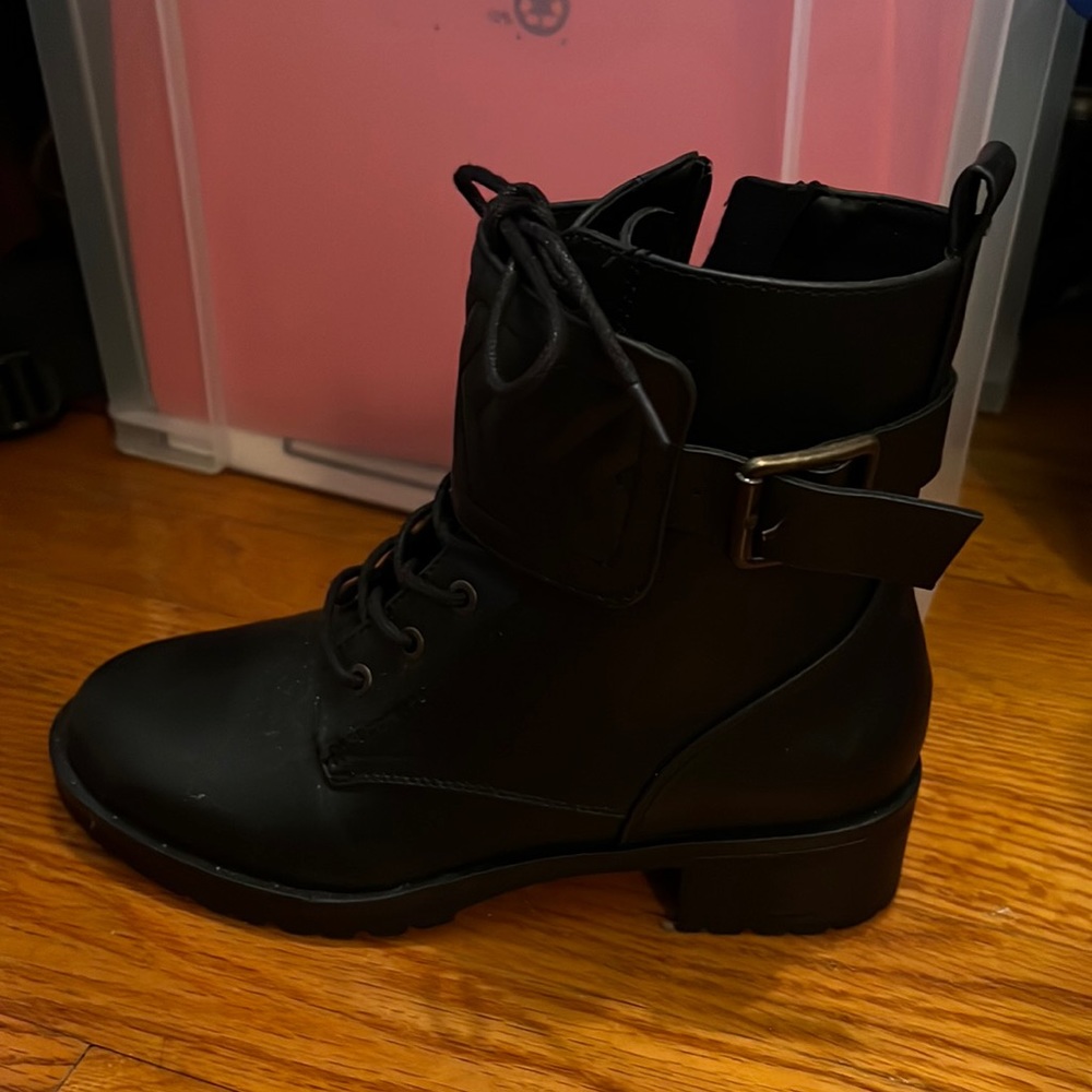 Black combat boots